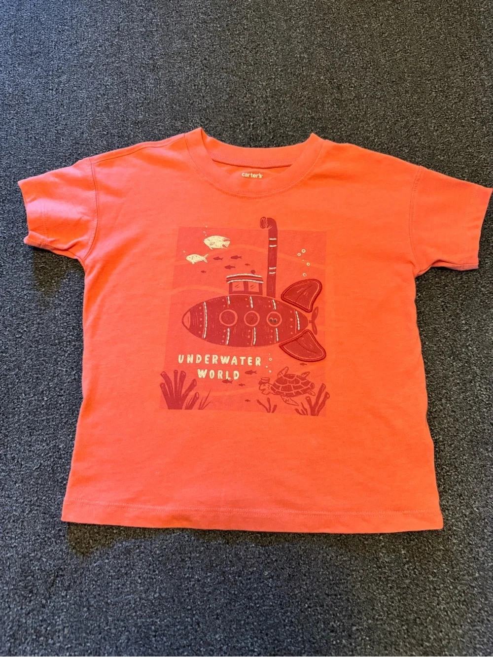 Carter's Coral Orange Submarine Graphic Tee Size 5T